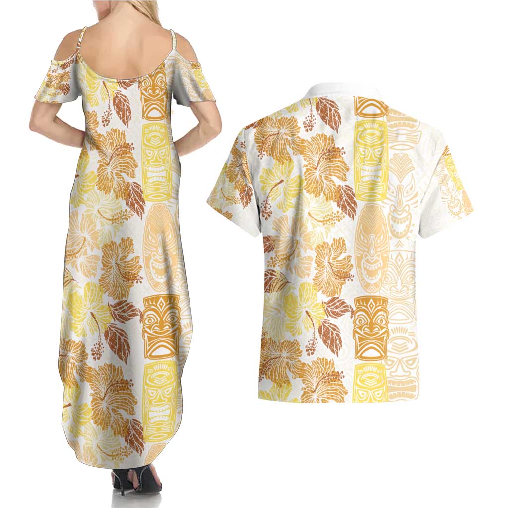 Christmas Aloha Hawaii Tiki Couples Matching Summer Maxi Dress and Hawaiian Shirt Hibiscus Autumn Colors LT7 - Polynesian Pride