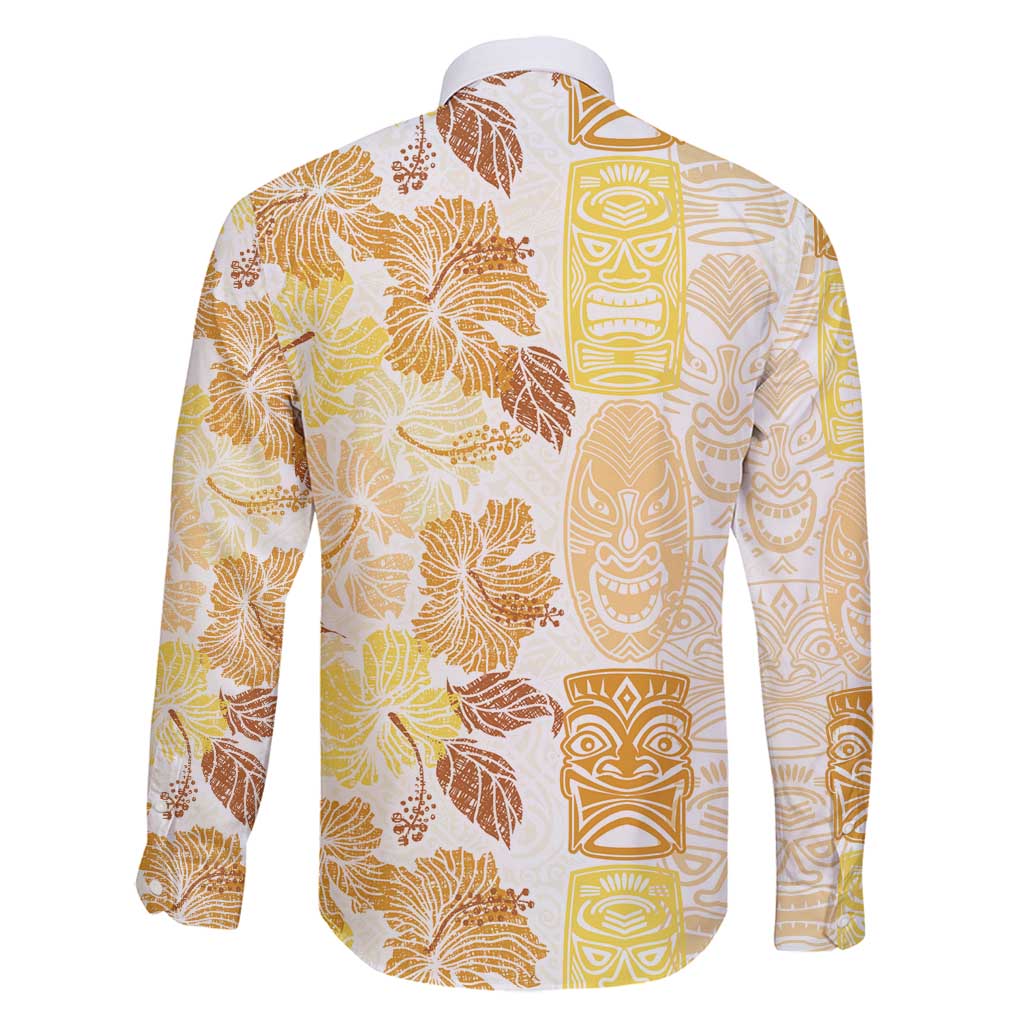 Christmas Aloha Hawaii Tiki Family Matching Long Sleeve Bodycon Dress and Hawaiian Shirt Hibiscus Autumn Colors LT7 - Polynesian Pride