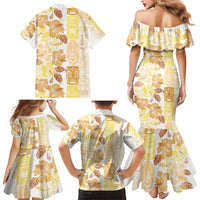 Christmas Aloha Hawaii Tiki Family Matching Mermaid Dress and Hawaiian Shirt Hibiscus Autumn Colors LT7 - Polynesian Pride