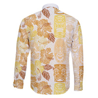 Christmas Aloha Hawaii Tiki Family Matching Off The Shoulder Long Sleeve Dress and Hawaiian Shirt Hibiscus Autumn Colors LT7 - Polynesian Pride