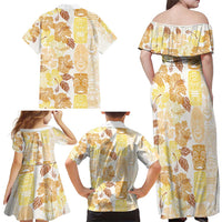 Christmas Aloha Hawaii Tiki Family Matching Off Shoulder Maxi Dress and Hawaiian Shirt Hibiscus Autumn Colors LT7 - Polynesian Pride