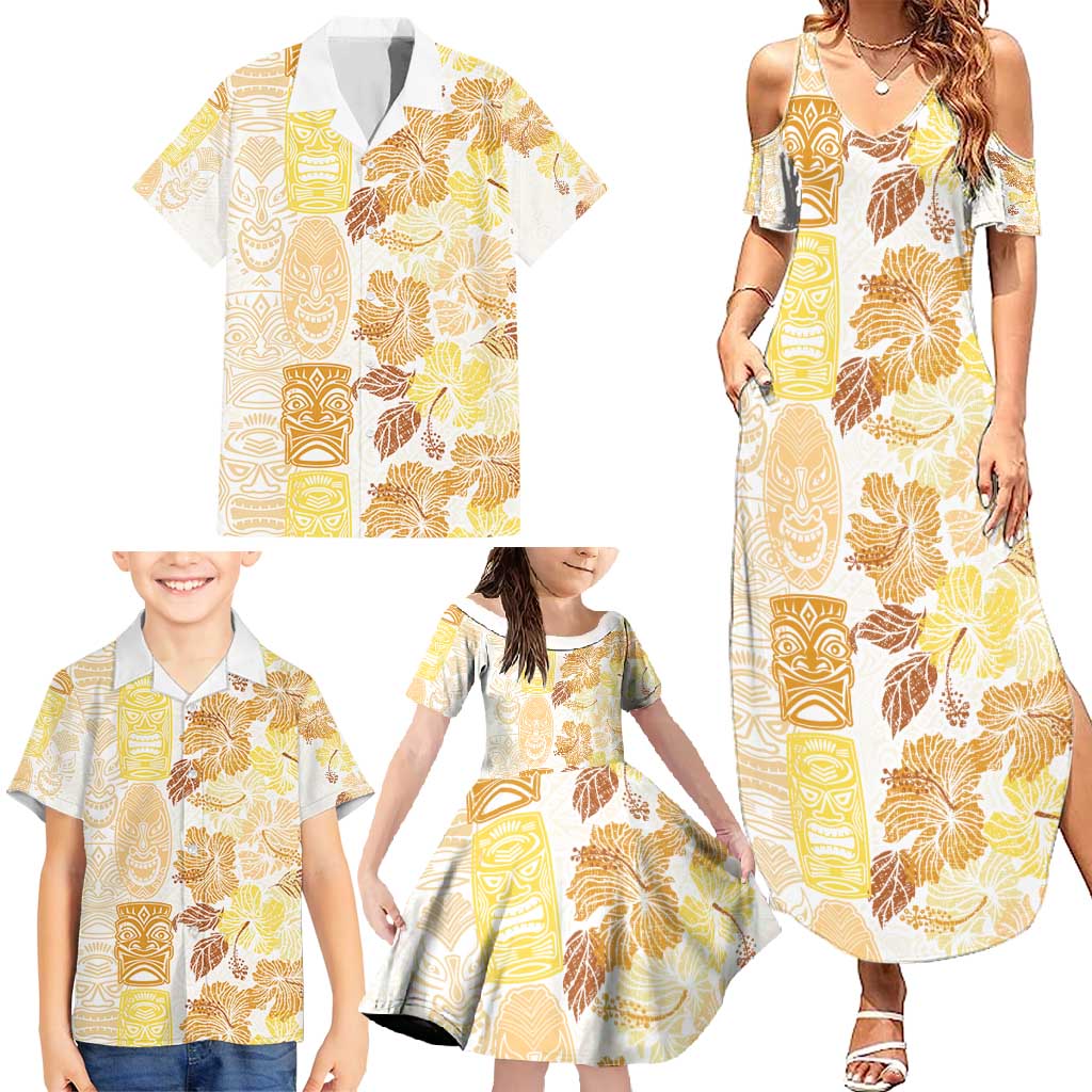 Christmas Aloha Hawaii Tiki Family Matching Summer Maxi Dress and Hawaiian Shirt Hibiscus Autumn Colors LT7 - Polynesian Pride