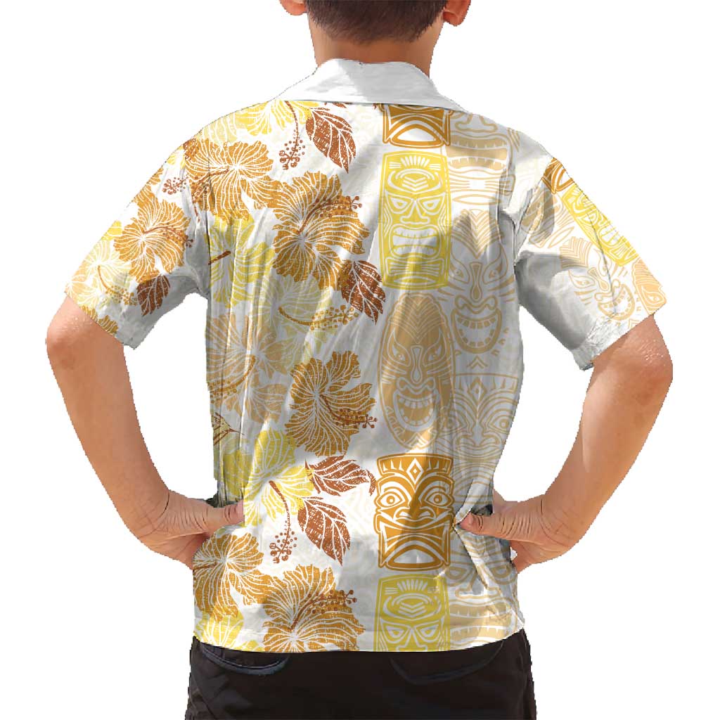 Christmas Aloha Hawaii Tiki Family Matching Tank Maxi Dress and Hawaiian Shirt Hibiscus Autumn Colors LT7 - Polynesian Pride