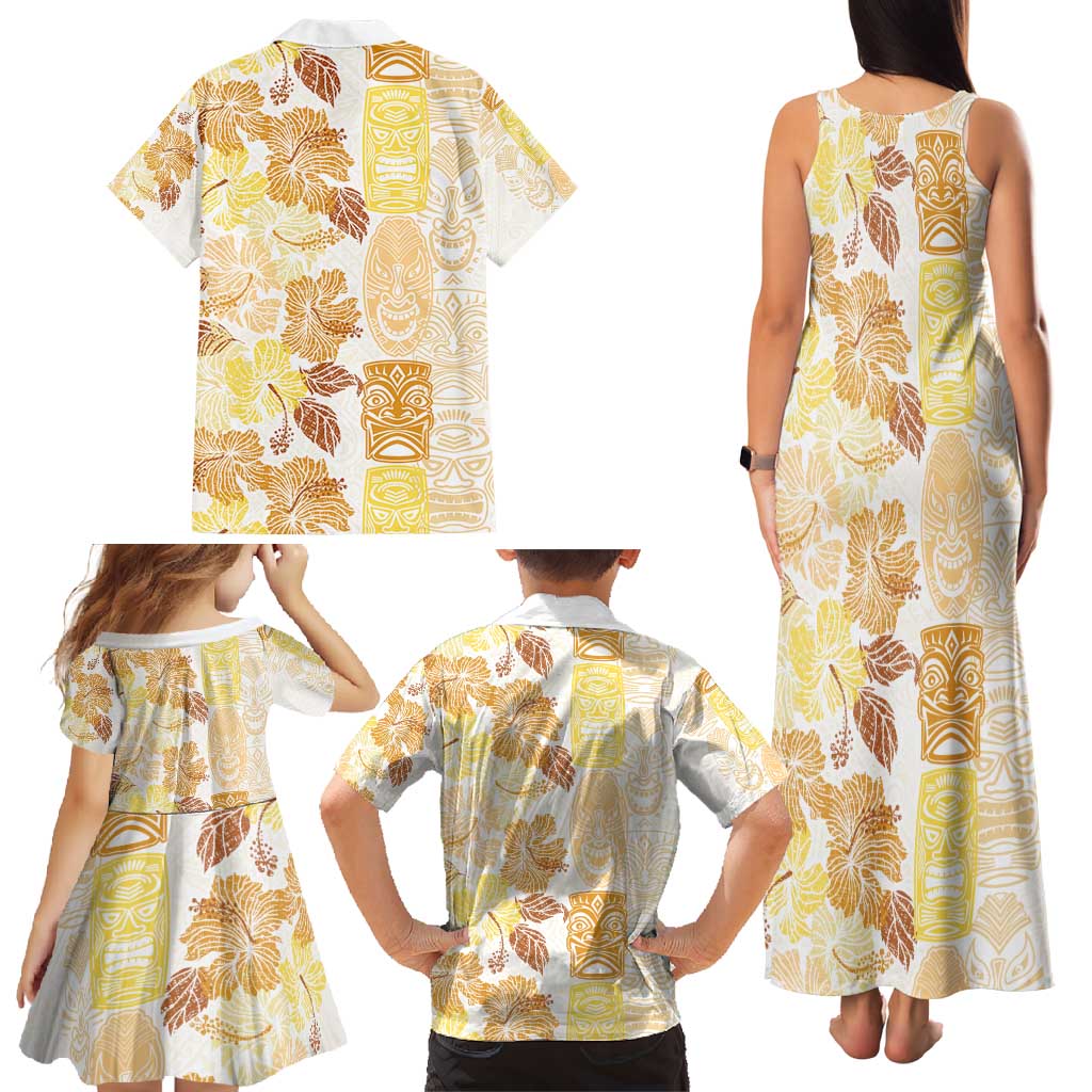 Christmas Aloha Hawaii Tiki Family Matching Tank Maxi Dress and Hawaiian Shirt Hibiscus Autumn Colors LT7 - Polynesian Pride