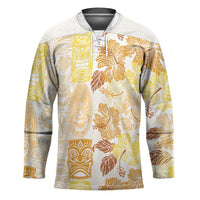 Christmas Aloha Hawaii Tiki Hockey Jersey Hibiscus Autumn Colors - Polynesian Pride