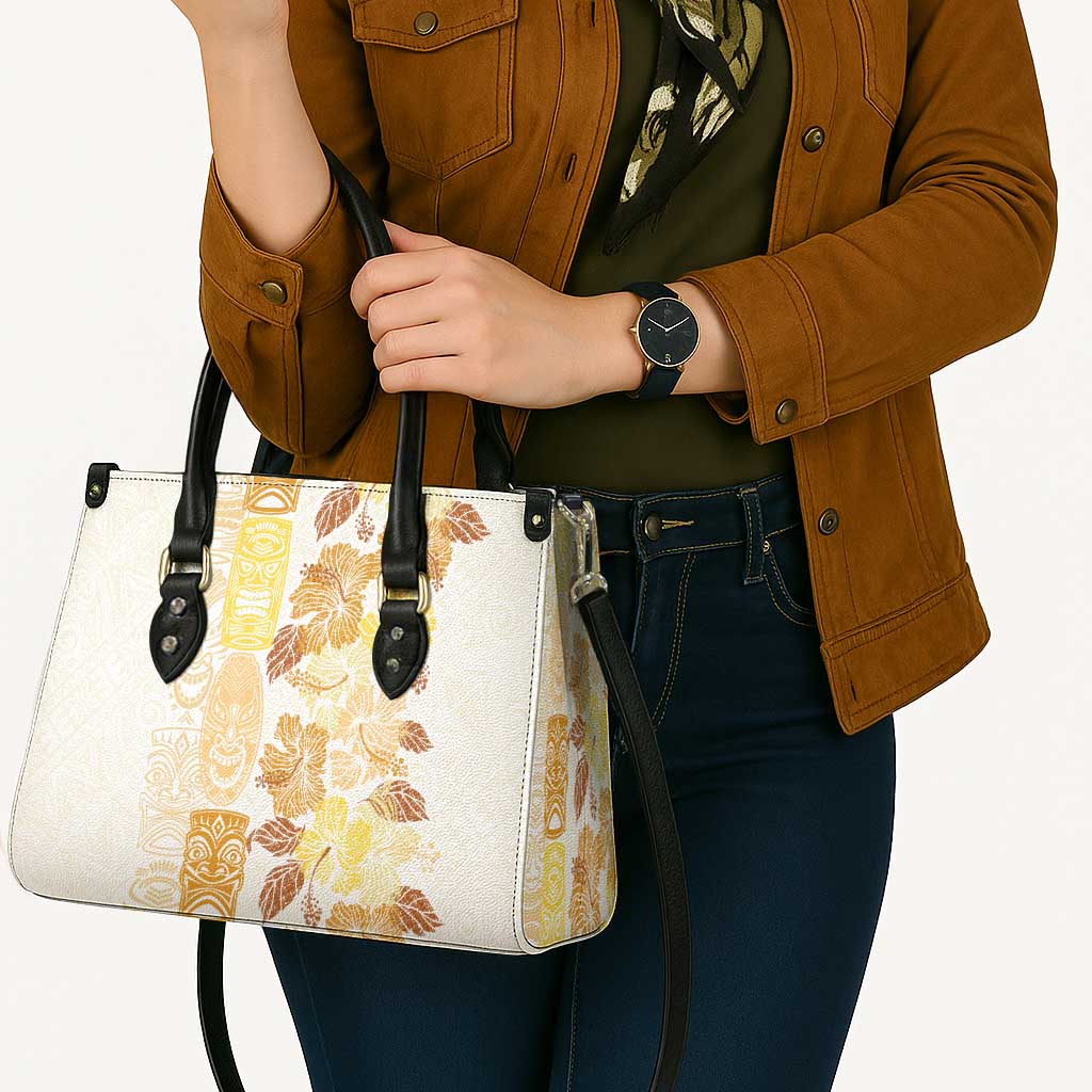 Christmas Aloha Hawaii Tiki Leather Bag Hibiscus Autumn Colors - Polynesian Pride
