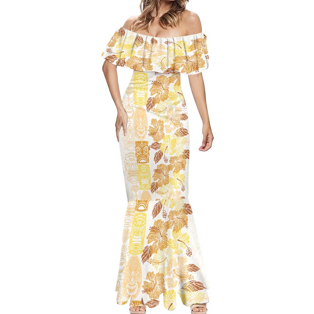 Christmas Aloha Hawaii Tiki Mermaid Dress Hibiscus Autumn Colors - Polynesian Pride