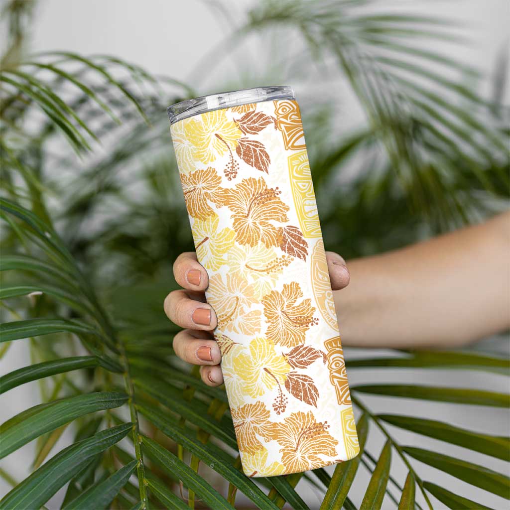 Christmas Aloha Hawaii Tiki Skinny Tumbler Hibiscus Autumn Colors - Polynesian Pride