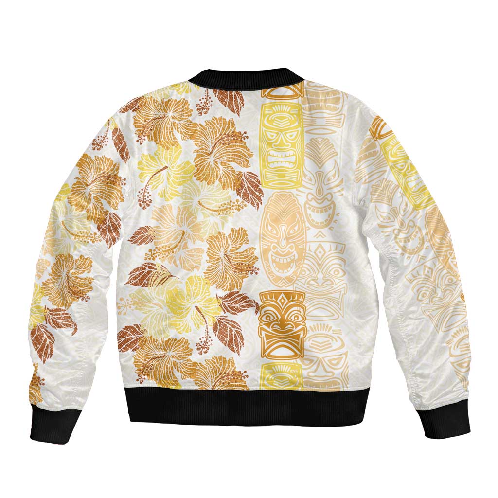 Christmas Aloha Hawaii Tiki Sleeve Zip Bomber Jacket Hibiscus Autumn Colors LT7 - Polynesian Pride