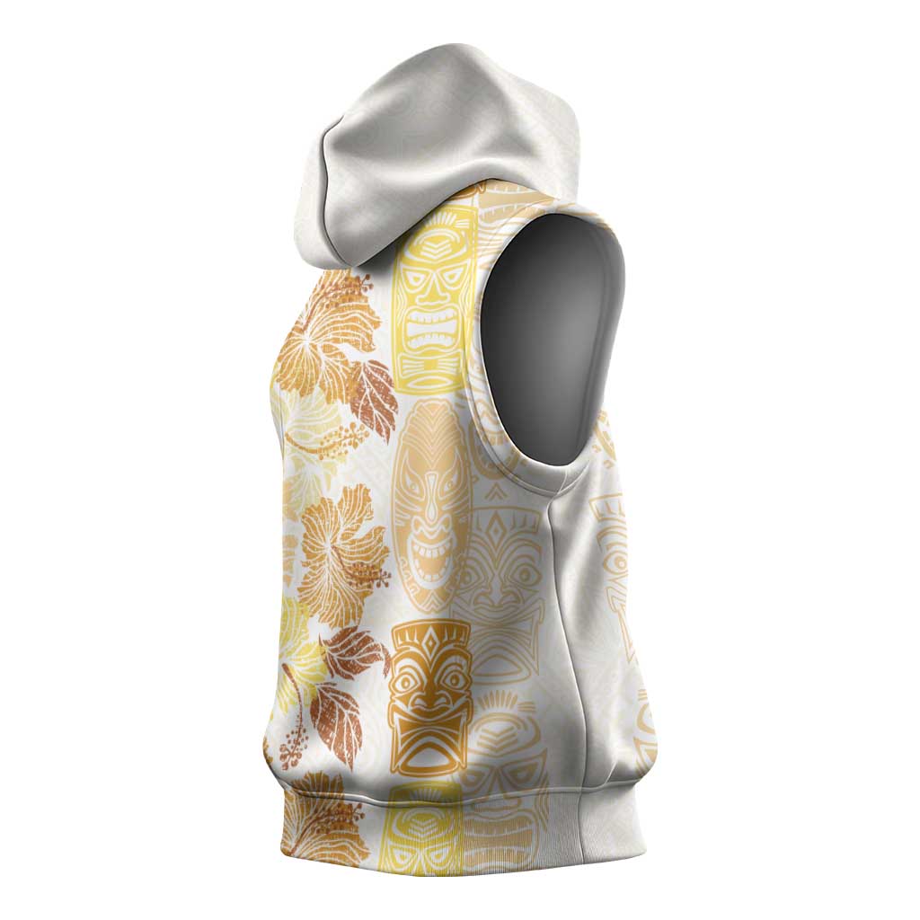 Christmas Aloha Hawaii Tiki Sleeveless Hoodie Hibiscus Autumn Colors - Polynesian Pride