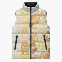 Christmas Aloha Hawaii Tiki Sleeveless Puffer Jacket Hibiscus Autumn Colors LT7 Unisex Yellow - Polynesian Pride