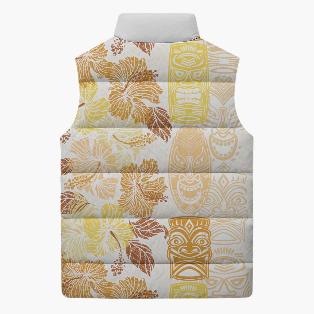 Christmas Aloha Hawaii Tiki Sleeveless Puffer Jacket Hibiscus Autumn Colors LT7 - Polynesian Pride