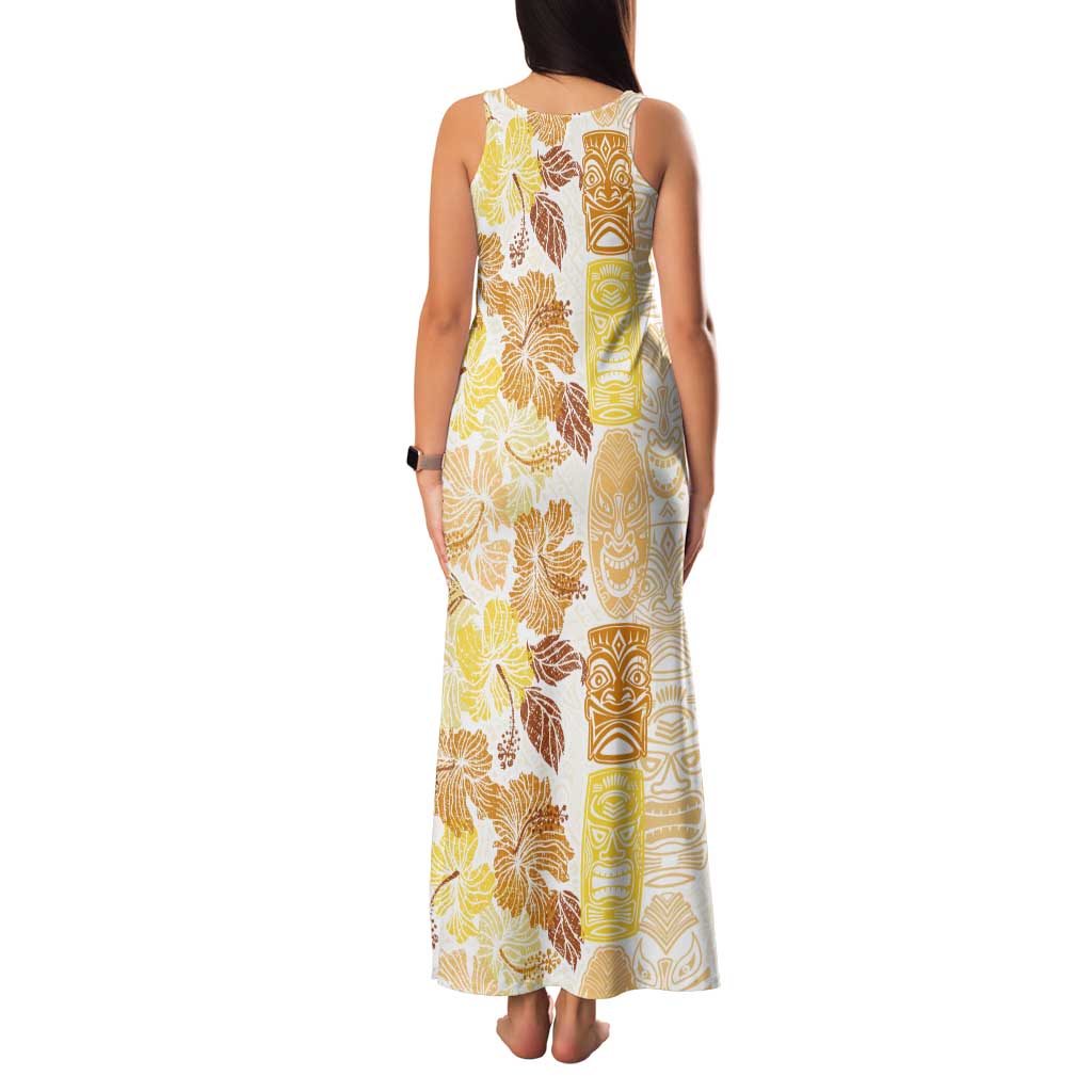 Christmas Aloha Hawaii Tiki Tank Maxi Dress Hibiscus Autumn Colors - Polynesian Pride