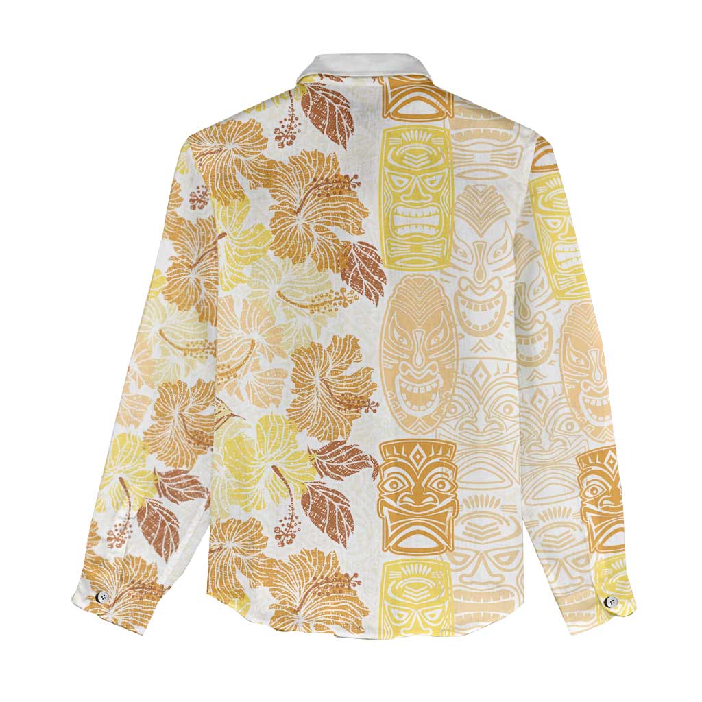 Christmas Aloha Hawaii Tiki Women Casual Shirt Hibiscus Autumn Colors - Polynesian Pride