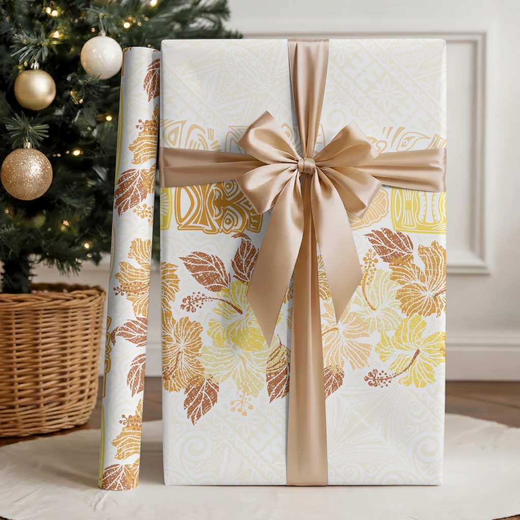 Christmas Aloha Hawaii Tiki Wrapping Paper Hibiscus Autumn Colors