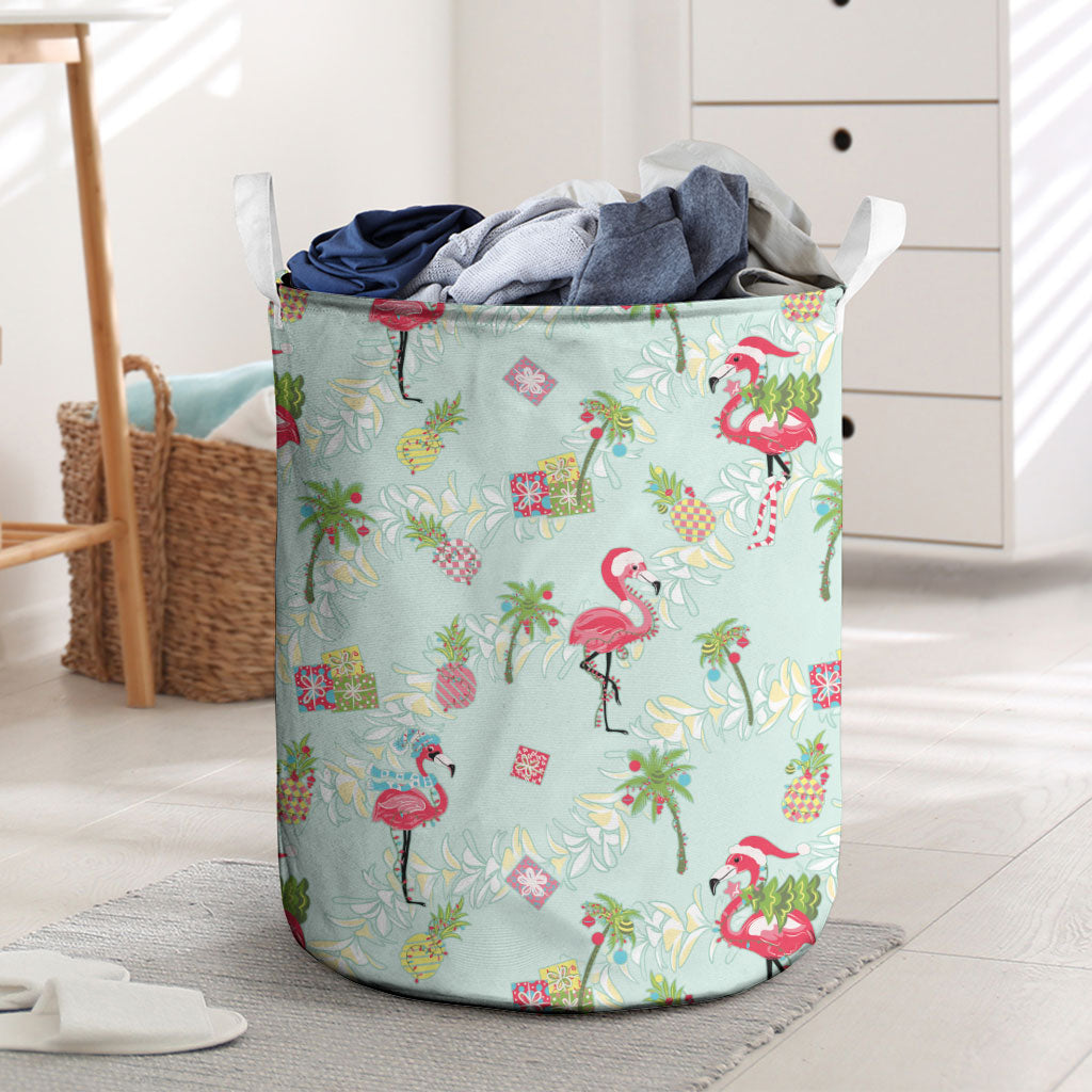 Aloha Hawaii Christmas Seamless Laundry Basket Plumeria Lei LT7 Cerulean - Polynesian Pride