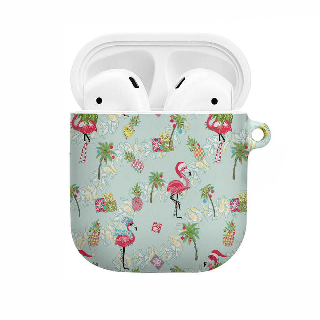 Aloha Hawaii Christmas Seamless AirPods Case Plumeria Lei LT7 Cerulean - Polynesian Pride