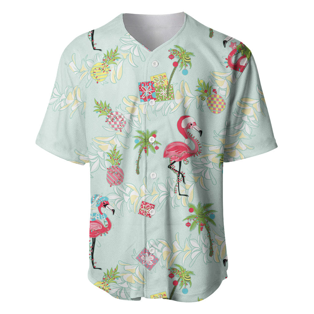 Aloha Hawaii Christmas Seamless Baseball Jersey Plumeria Lei LT7 Cerulean - Polynesian Pride