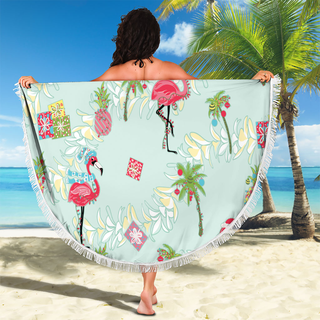 Aloha Hawaii Christmas Seamless Beach Blanket Plumeria Lei LT7 - Polynesian Pride