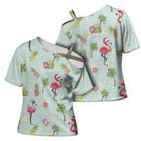 Aloha Hawaii Christmas Seamless Cross Shoulder Shirt Plumeria Lei LT7 - Polynesian Pride