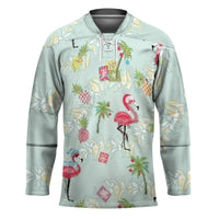 Aloha Hawaii Christmas Seamless Hockey Jersey Plumeria Lei LT7 Unisex Cerulean - Polynesian Pride