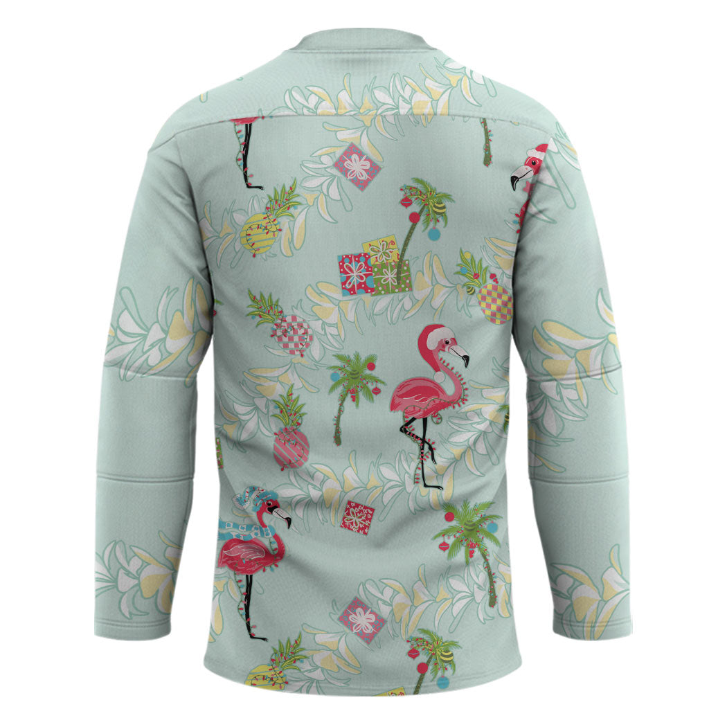 Aloha Hawaii Christmas Seamless Hockey Jersey Plumeria Lei LT7 - Polynesian Pride