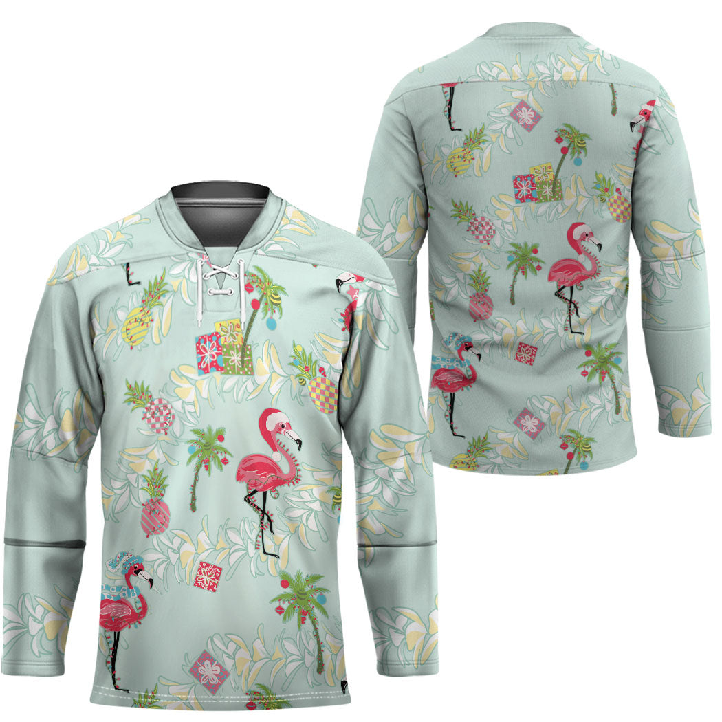 Aloha Hawaii Christmas Seamless Hockey Jersey Plumeria Lei LT7 - Polynesian Pride