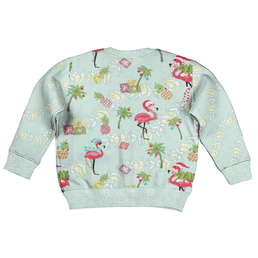 Aloha Hawaii Christmas Seamless Kid Ugly Christmas Sweater Plumeria Lei LT7 - Polynesian Pride