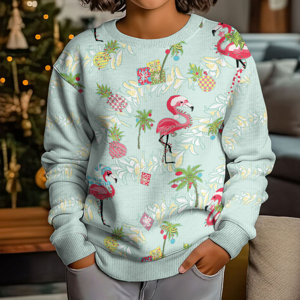Aloha Hawaii Christmas Seamless Kid Ugly Christmas Sweater Plumeria Lei LT7 - Polynesian Pride