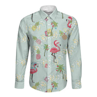 Aloha Hawaii Christmas Seamless Long Sleeve Button Shirt Plumeria Lei LT7 Unisex Cerulean - Polynesian Pride
