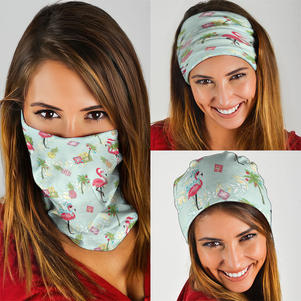 Aloha Hawaii Christmas Seamless Neck Gaiter Plumeria Lei LT7 - Polynesian Pride