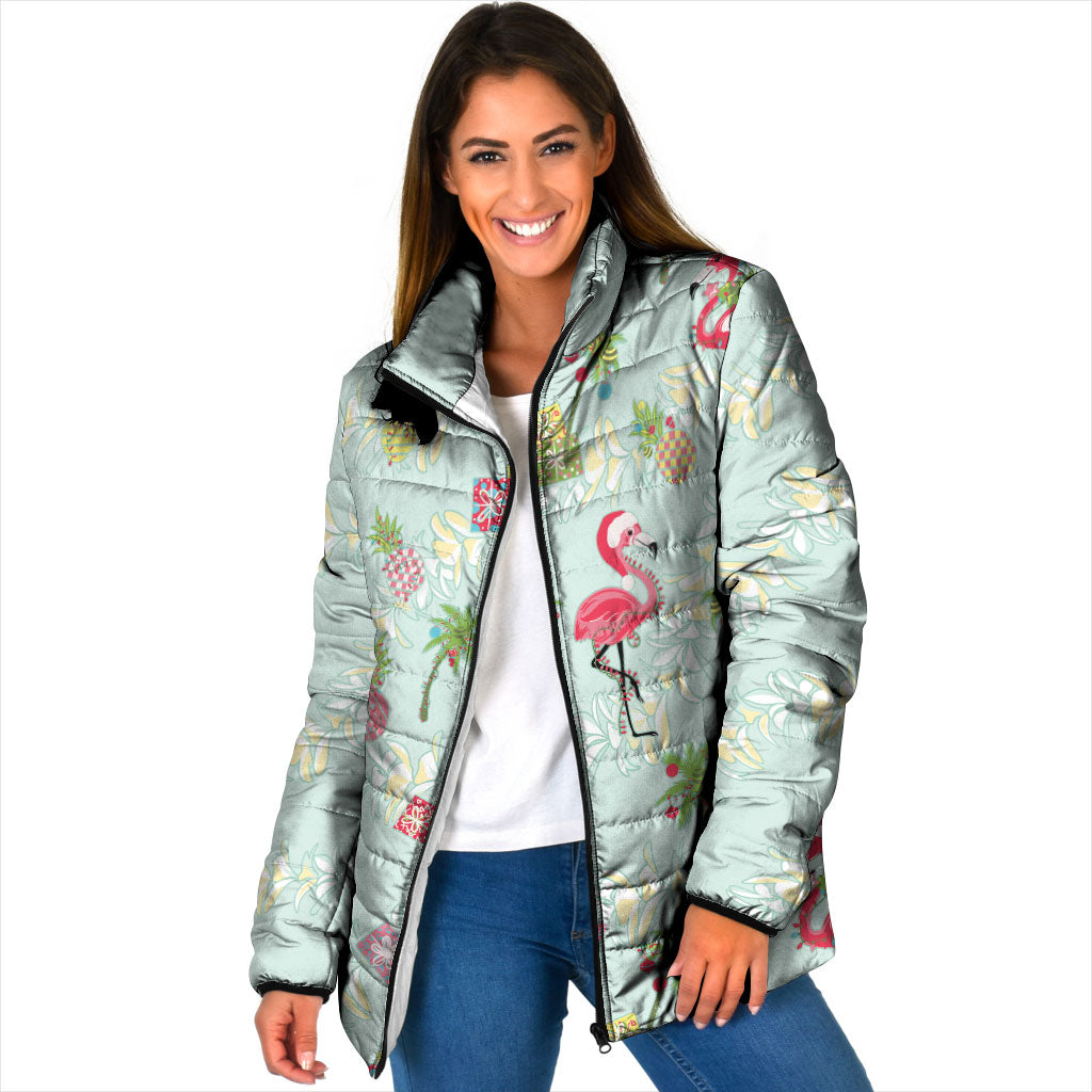 Aloha Hawaii Christmas Seamless Padded Jacket Plumeria Lei LT7 Women Cerulean - Polynesian Pride