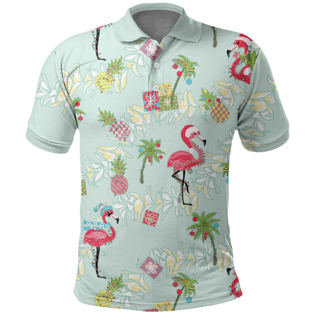 Aloha Hawaii Christmas Seamless Polo Shirt Plumeria Lei
