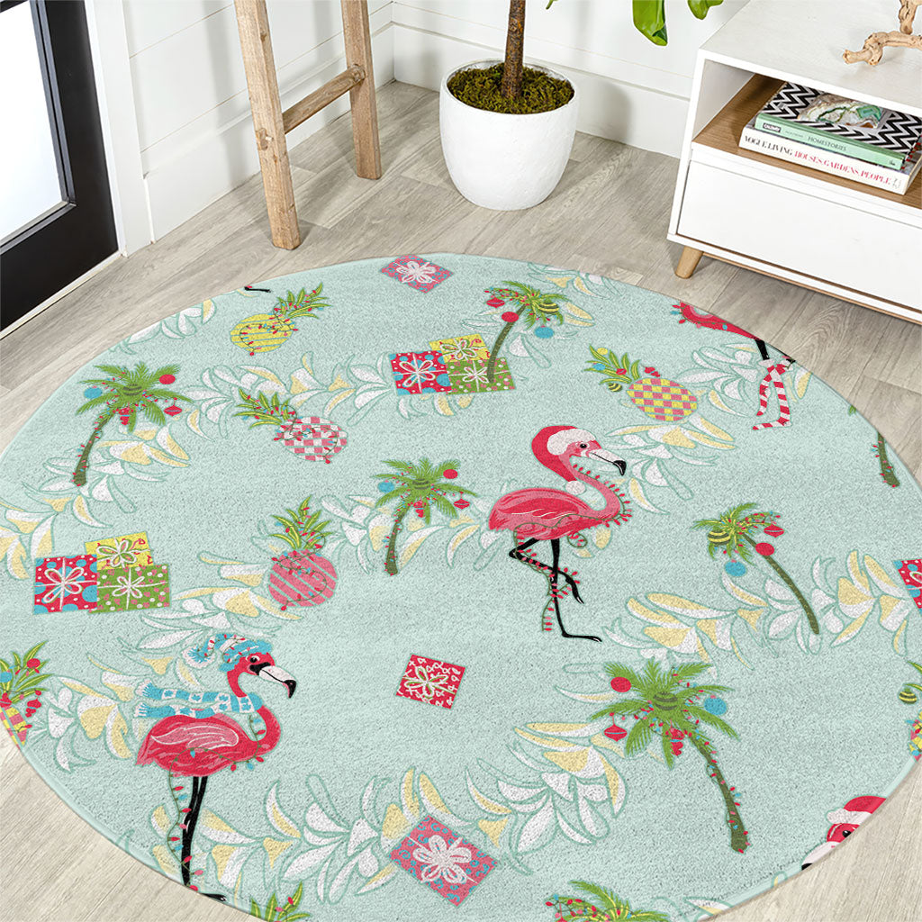 Aloha Hawaii Christmas Seamless Round Carpet Plumeria Lei LT7 Cerulean - Polynesian Pride