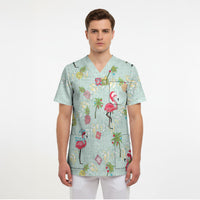 Aloha Hawaii Christmas Seamless Scrub Top Plumeria Lei LT7 - Polynesian Pride