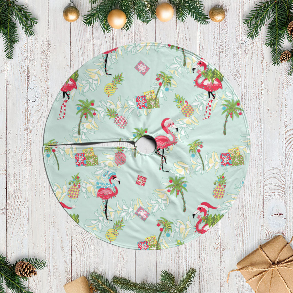 Aloha Hawaii Christmas Seamless Tree Skirt Plumeria Lei LT7 Casual Cerulean - Polynesian Pride