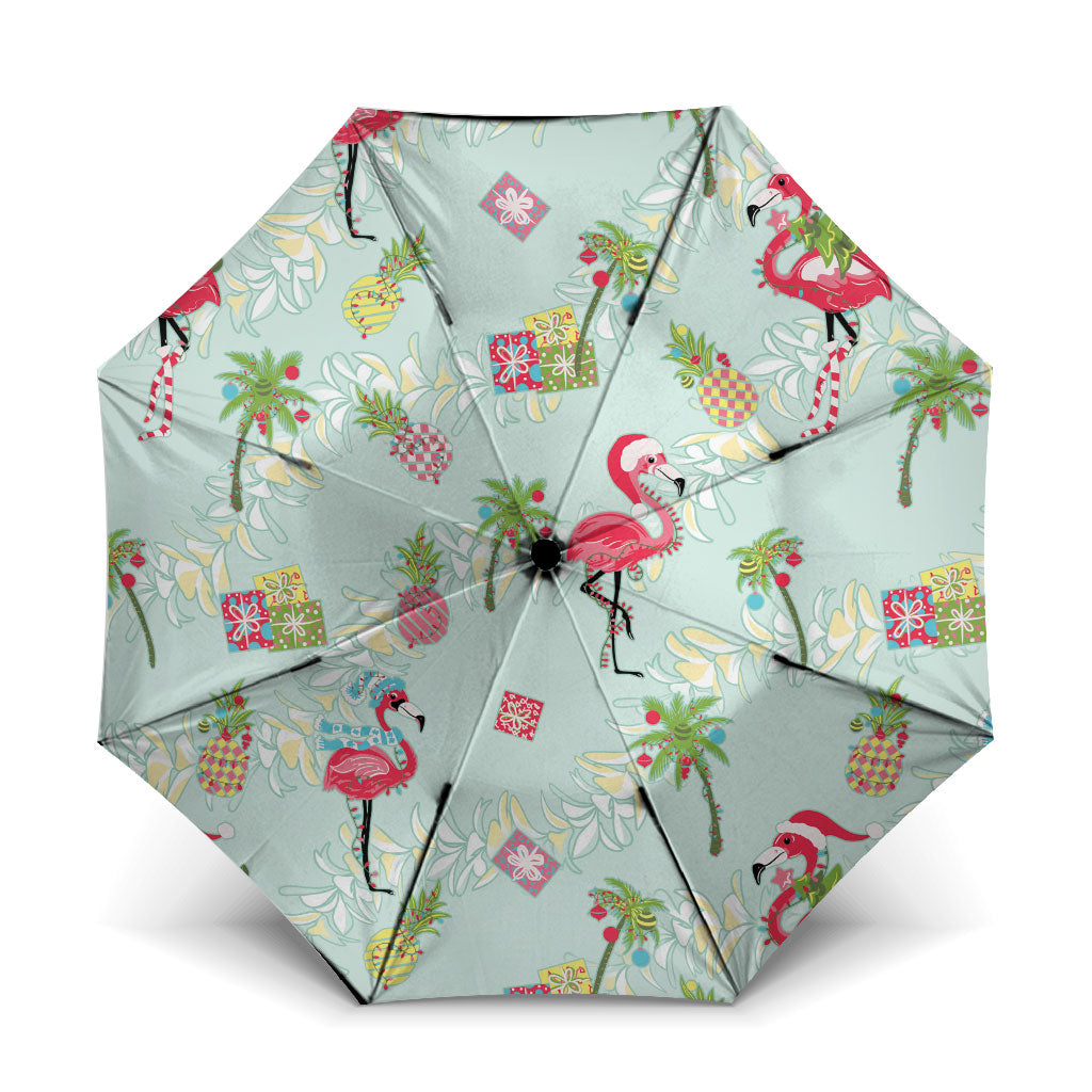 Aloha Hawaii Christmas Seamless Umbrella Plumeria Lei LT7 One Size Folded 11.42 inch Opened Diameter 37.4 inch Cerulean - Polynesian Pride