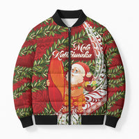 Mele Kalikimaka Hawaii Christmas Maile Lei Bomber Puffer Jacket Tropical Santa LT7 Unisex Red - Polynesian Pride