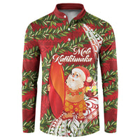 Mele Kalikimaka Hawaii Christmas Maile Lei Button Sweatshirt Tropical Santa LT7 Red - Polynesian Pride