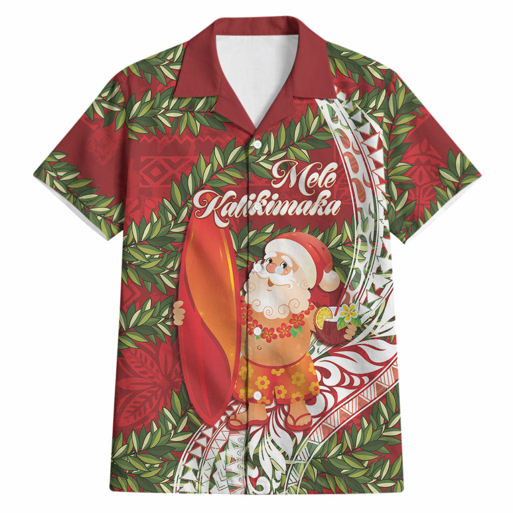 Mele Kalikimaka Hawaii Christmas Maile Lei Hawaiian Shirt Tropical Santa