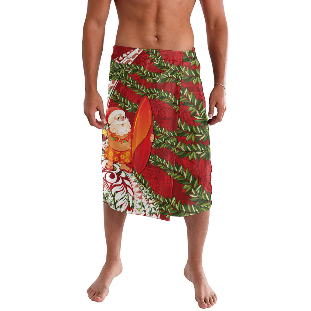 Mele Kalikimaka Hawaii Christmas Maile Lei Lavalava Tropical Santa LT7 Red - Polynesian Pride
