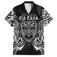 New Zealand Rugby Family Matching Long Sleeve Bodycon Dress and Hawaiian Shirt 2023 World Cup Aotearoa Haka Face LT7 Dad's Shirt - Short Sleeve Black - Polynesian Pride