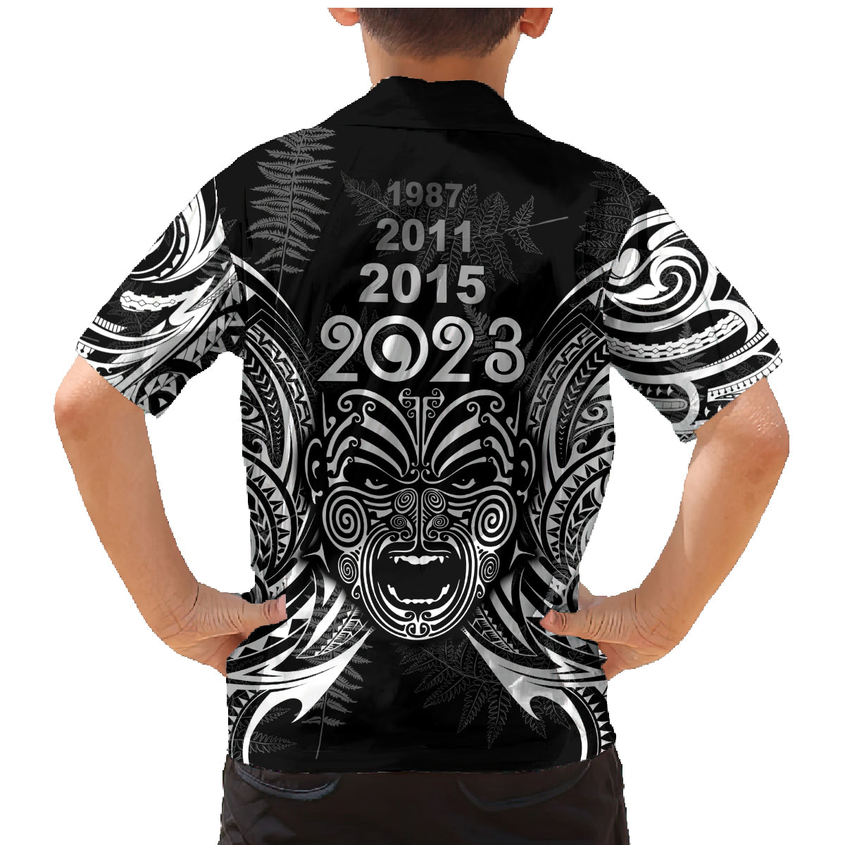 New Zealand Rugby Family Matching Mermaid Dress and Hawaiian Shirt 2023 World Cup Aotearoa Haka Face LT7 - Polynesian Pride