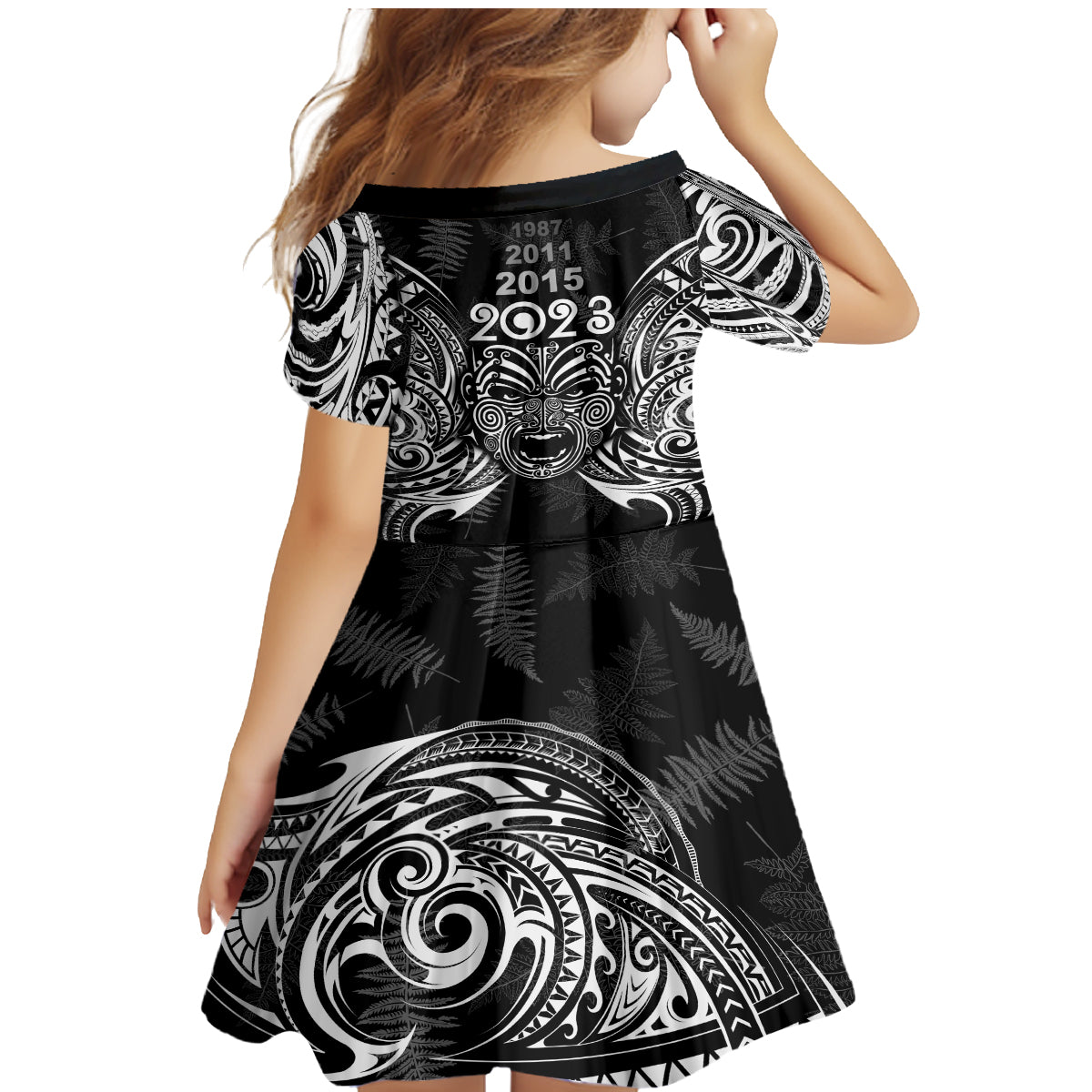 New Zealand Rugby Family Matching Mermaid Dress and Hawaiian Shirt 2023 World Cup Aotearoa Haka Face LT7 - Polynesian Pride