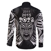 New Zealand Rugby Family Matching Short Sleeve Bodycon Dress and Hawaiian Shirt 2023 World Cup Aotearoa Haka Face LT7 - Polynesian Pride