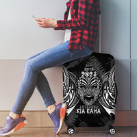 Custom New Zealand Rugby Luggage Cover 2023 World Cup Aotearoa Haka Face LT7 - Polynesian Pride