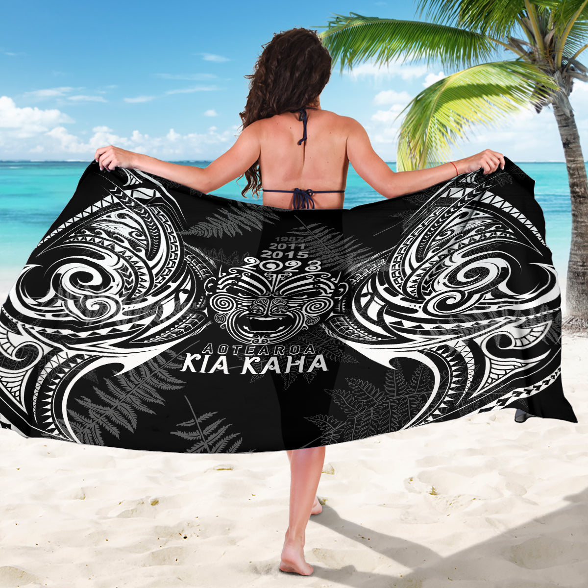 New Zealand Rugby Sarong 2023 World Cup Aotearoa Haka Face LT7 - Polynesian Pride