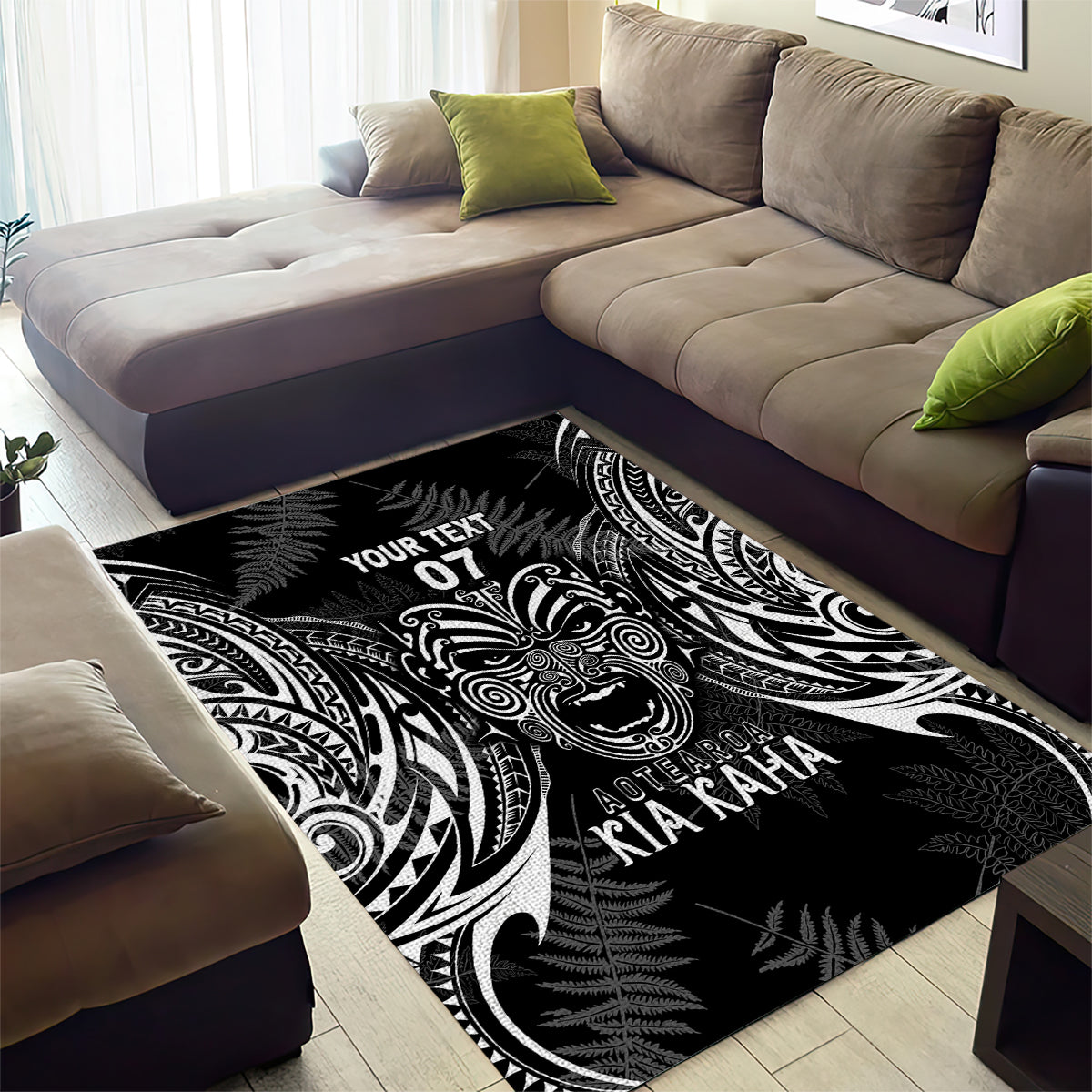 New Zealand Rugby Area Rug 2023 World Cup Aotearoa Create History LT7 - Polynesian Pride
