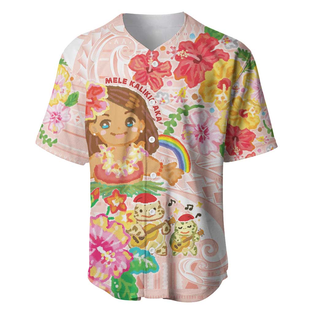 Aloha Hawaii Baseball Jersey Kawaii Mele Kalikimaka - Pastel Fever LT7 Peach - Polynesian Pride