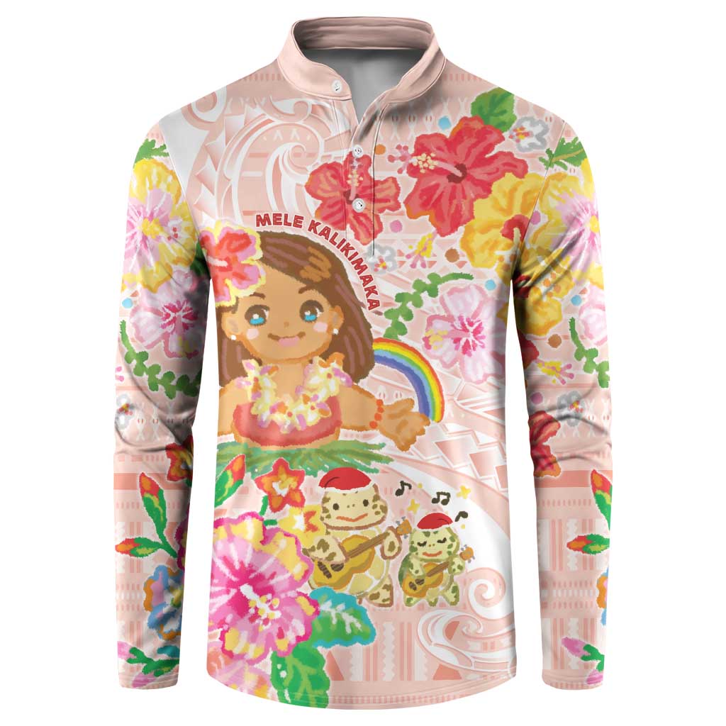 Aloha Hawaii Button Sweatshirt Kawaii Mele Kalikimaka - Pastel Fever LT7 Peach - Polynesian Pride